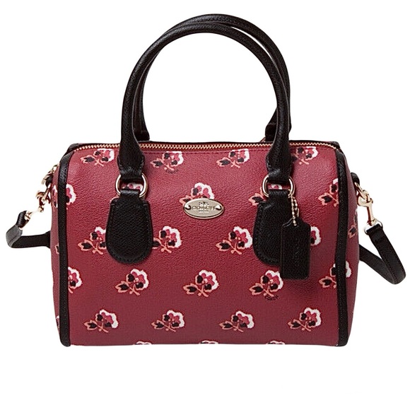 🌹Coach Bramble Rose Mini Bennett Leather Berry Satchel Crossbody MINT COND! - Picture 2 of 13